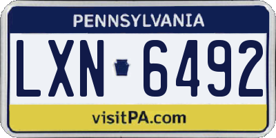 PA license plate LXN6492