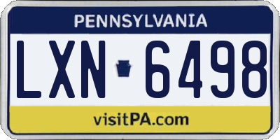 PA license plate LXN6498