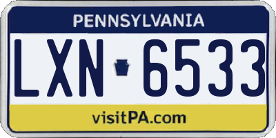 PA license plate LXN6533