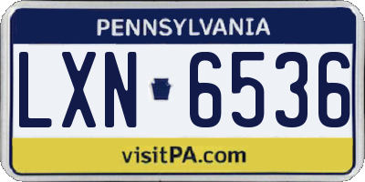 PA license plate LXN6536
