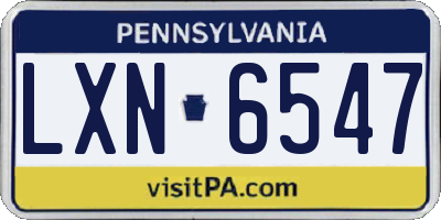 PA license plate LXN6547
