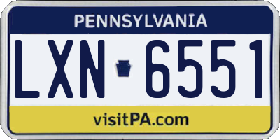 PA license plate LXN6551
