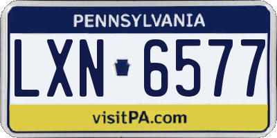 PA license plate LXN6577