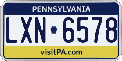 PA license plate LXN6578