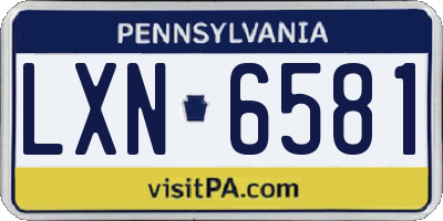 PA license plate LXN6581
