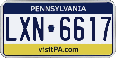 PA license plate LXN6617