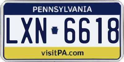 PA license plate LXN6618