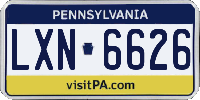 PA license plate LXN6626