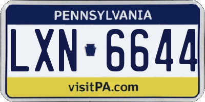 PA license plate LXN6644