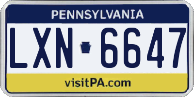 PA license plate LXN6647