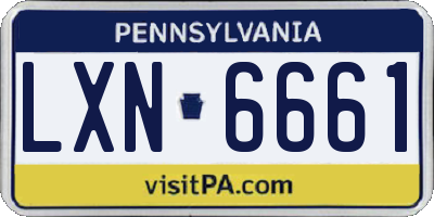 PA license plate LXN6661