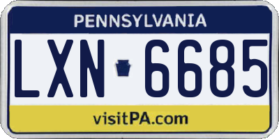 PA license plate LXN6685
