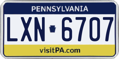 PA license plate LXN6707