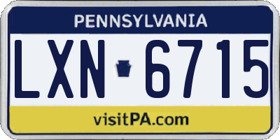PA license plate LXN6715