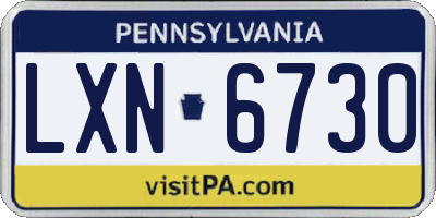 PA license plate LXN6730