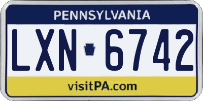 PA license plate LXN6742