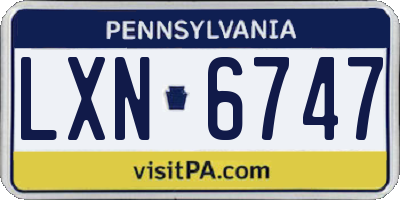 PA license plate LXN6747
