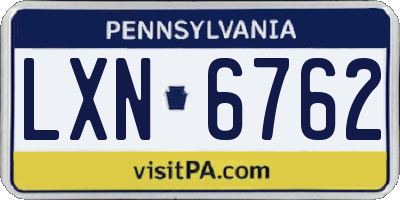 PA license plate LXN6762