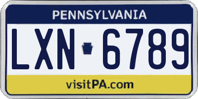 PA license plate LXN6789