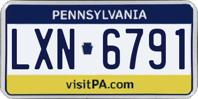 PA license plate LXN6791