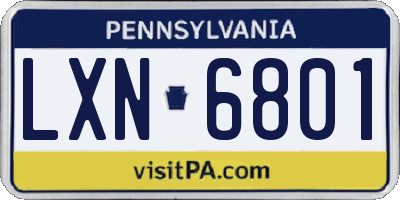 PA license plate LXN6801