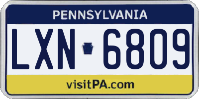PA license plate LXN6809