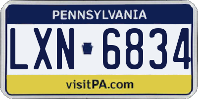 PA license plate LXN6834