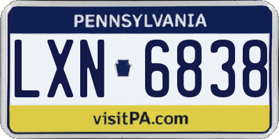 PA license plate LXN6838