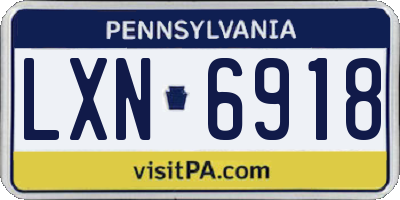 PA license plate LXN6918