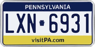 PA license plate LXN6931