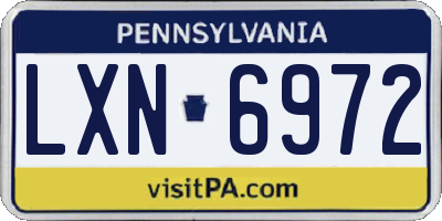PA license plate LXN6972