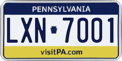 PA license plate LXN7001