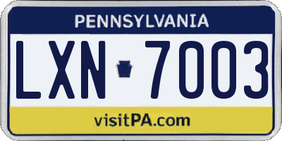PA license plate LXN7003