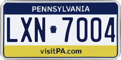 PA license plate LXN7004