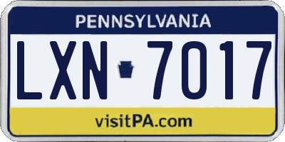 PA license plate LXN7017