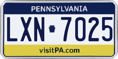 PA license plate LXN7025