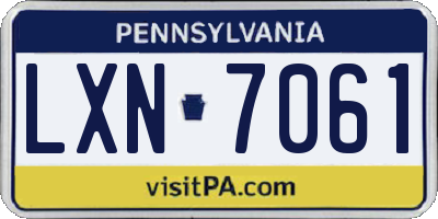 PA license plate LXN7061