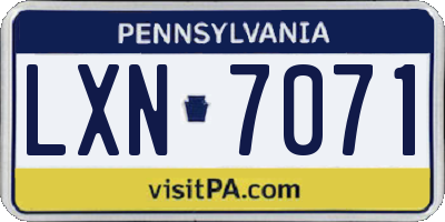 PA license plate LXN7071