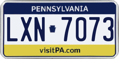 PA license plate LXN7073