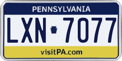 PA license plate LXN7077