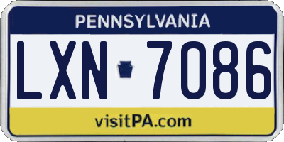 PA license plate LXN7086