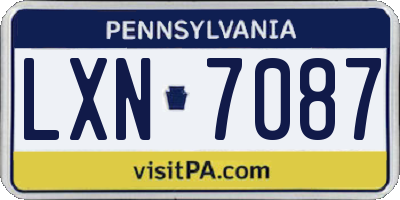 PA license plate LXN7087
