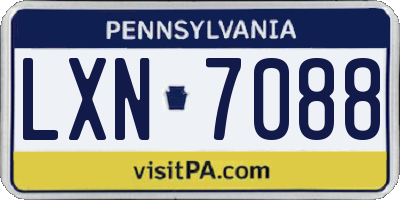 PA license plate LXN7088