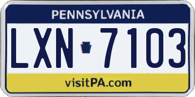 PA license plate LXN7103