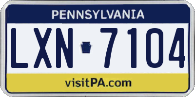 PA license plate LXN7104