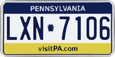 PA license plate LXN7106