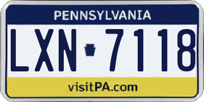 PA license plate LXN7118