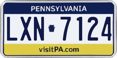 PA license plate LXN7124