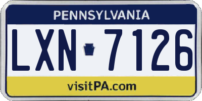 PA license plate LXN7126
