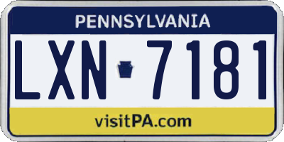 PA license plate LXN7181